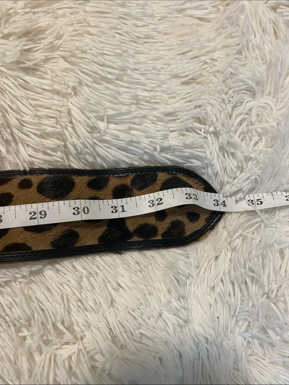Ann Taylor Leopard Print Calf Hair Belt with Black Trim